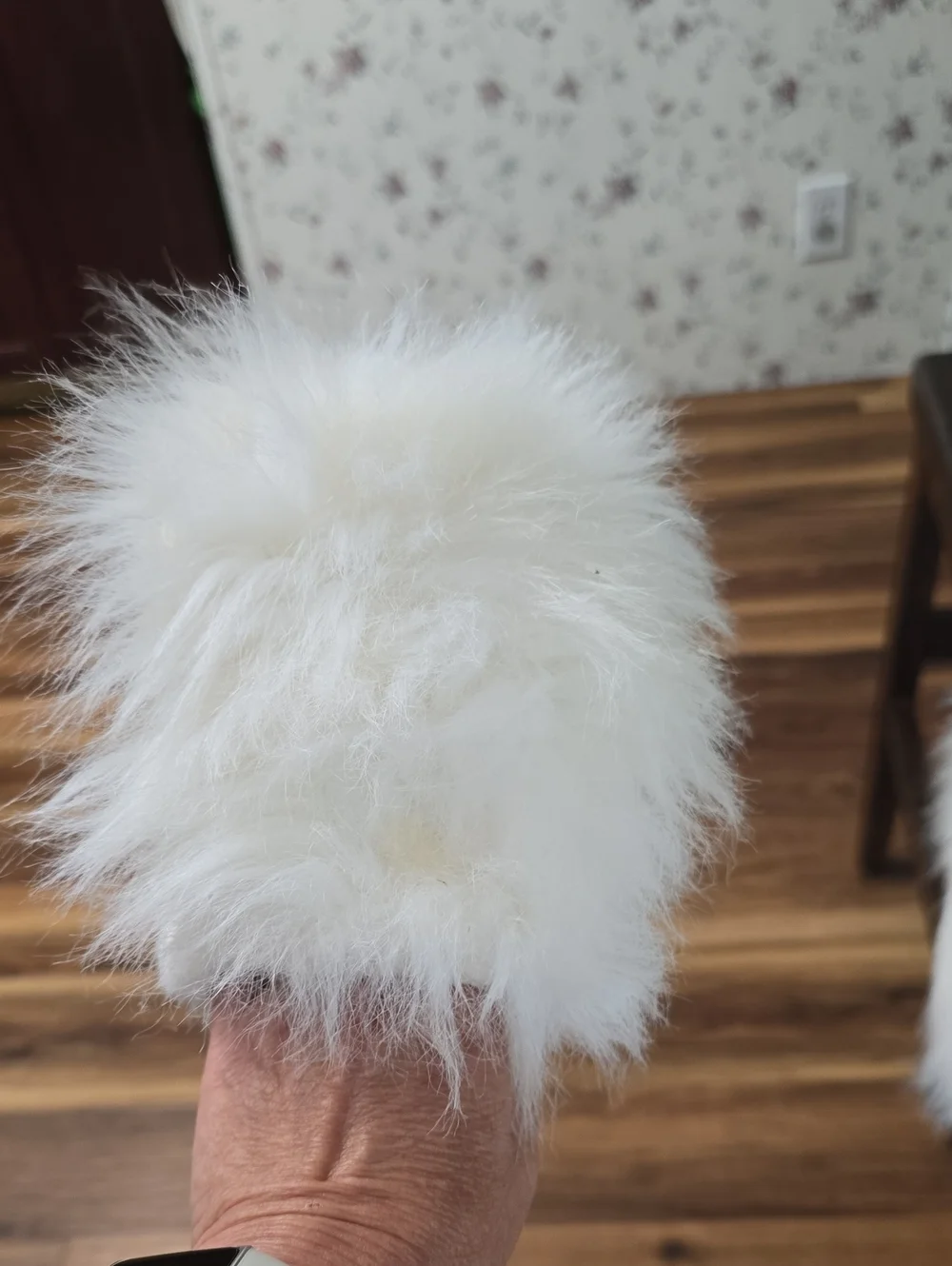 Very Vintage.White Furry Doggie Kids Costume Hooded  Head & Mitts To Cover Hands